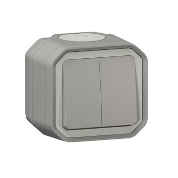 Legrand - Interruttore doppio per scale n. 6+6 PLEXO IP55 grigio
