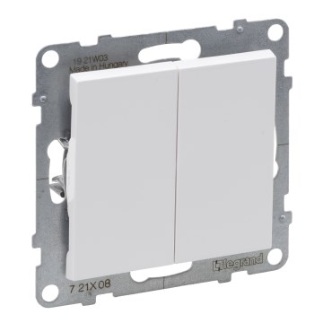 Legrand - Interruttore doppio per scale senza cornice n. 6+6 SUNO bianco