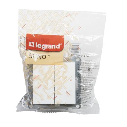Legrand - Interruttore doppio per scale senza cornice n. 6+6 SUNO bianco