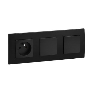 Legrand - Interruttore doppio unipolare n. 1 e presa domestica con cornice NILOE 250V nera