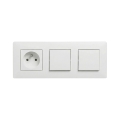 Legrand - Interruttore doppio unipolare n. 1 e presa domestica con cornice NILOE STEP 250V bianco