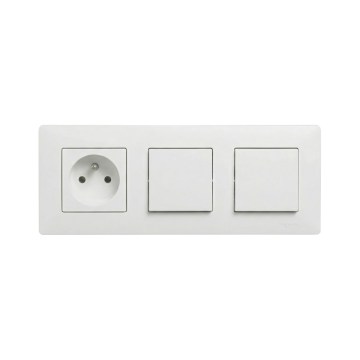 Legrand - Interruttore doppio unipolare n. 1 e presa domestica con cornice NILOE STEP 250V bianco