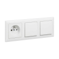 Legrand - Interruttore doppio unipolare n. 1 e presa domestica con cornice SUNO 250V, bianca