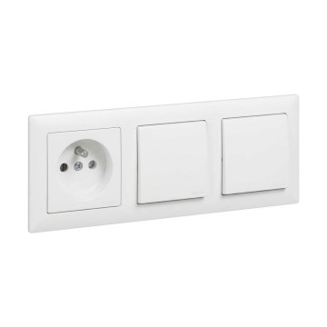 Legrand - Interruttore doppio unipolare n. 1 e presa domestica con cornice SUNO 250V, bianca