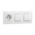 Legrand - Interruttore doppio unipolare n. 1 e presa domestica con placca NILOE 250V bianco