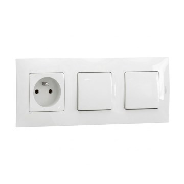 Legrand - Interruttore doppio unipolare n. 1 e presa domestica con placca NILOE 250V bianco