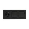 Legrand - Interruttore doppio unipolare n. 1 e presa domestica SCHUKO con cornice NELOE STEP 250V nero