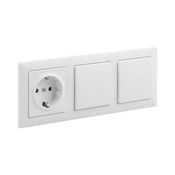 Legrand - Interruttore doppio unipolare n. 1 e presa domestica SCHUKO con placca SUNO 250V bianco