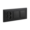 Legrand - Interruttore doppio unipolare n. 1 e presa doppia con cornice NILOE 250V nero