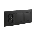 Legrand - Interruttore doppio unipolare n. 1 e presa doppia domestica con cornice NILOE STEP 250V nero