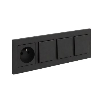 Legrand - Interruttore triplo unipolare n. 1 e presa domestica con cornice NILOE STEP 250V nera