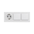 Legrand - Interruttore unipolare doppio n. 1 e presa domestica SCHUKO con placca NILOE STEP 250V bianco
