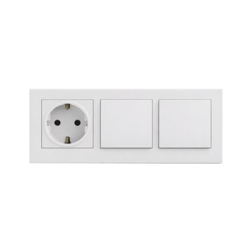 Legrand - Interruttore unipolare doppio n. 1 e presa domestica SCHUKO con placca NILOE STEP 250V bianco
