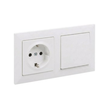Legrand - Interruttore unipolare n. 1 e presa domestica SCHUKO con placca SUNO 250V bianco