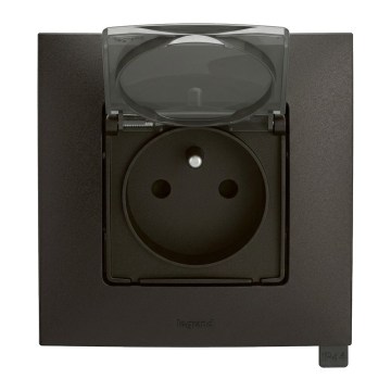 Legrand - Presa da esterno per uso domestico con cornice NILOE 250V IP44 nera