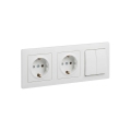 Legrand - Presa domestica doppia SCHUKO e interruttore doppio serie n. 5 con cornice SUNO 250V bianco