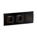 Legrand - Presa domestica doppia SCHUKO e interruttore unipolare n. 1 con cornice NILOE 250V nero