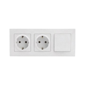 Legrand - Presa domestica doppia SCHUKO e interruttore unipolare n. 1 con placca NILOE STEP 250V bianco