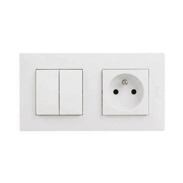 Legrand - Presa domestica e interruttore doppio a serie n. 5 con cornice NILOE STEP 250V bianco