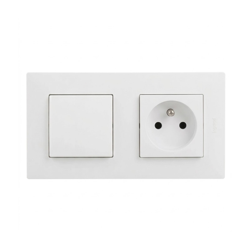 Legrand - Presa domestica e interruttore unipolare n. 1 con cornice NILOE STEP 250V bianco