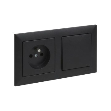 Legrand - Presa domestica e interruttore unipolare n. 1 con cornice SUNO 250V nera