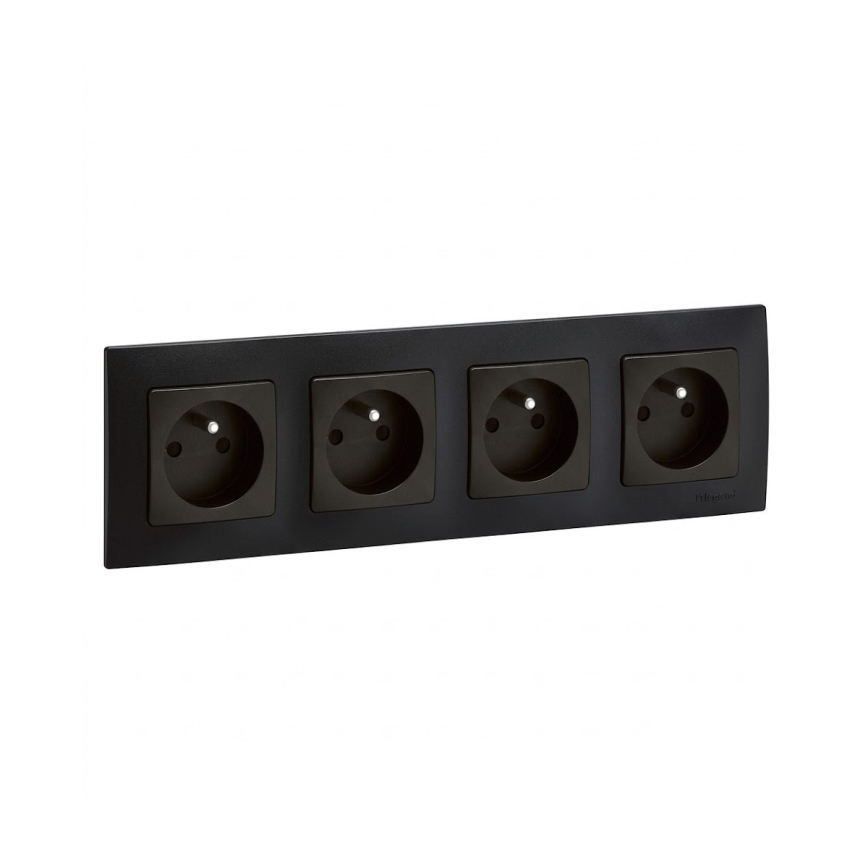 Legrand - Presa domestica quadrupla con cornice NILOE 250V nera