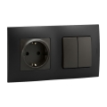 Legrand - Presa domestica SCHUKO e doppio interruttore serie n. 5 con cornice NILOE 250V nera