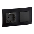 Legrand - Presa domestica SCHUKO e interruttore per scale n. 6 con cornice NILOE 250V nero