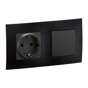 Legrand - Presa domestica SCHUKO e interruttore per scale n. 6 con cornice NILOE 250V nero