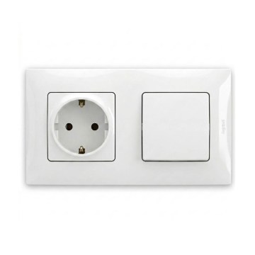 Legrand - Presa domestica SCHUKO e interruttore unipolare n. 1 con cornice NILOE 250V bianco