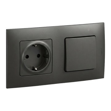 Legrand - Presa domestica SCHUKO e interruttore unipolare n. 1 con cornice NILOE 250V nero