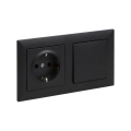 Legrand - Presa domestica SCHUKO e interruttore unipolare n. 1 con placca SUNO 250 V nera