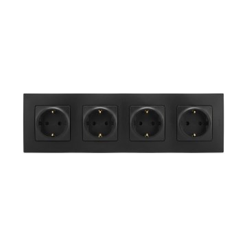 Legrand - Presa domestica SCHUKO quadrupla con placca NILOE 250V nera