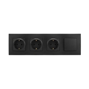 Legrand - Presa domestica SCHUKO tripla con interruttore unipolare n. 1 e cornice 250V NILOE nero