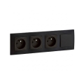 Legrand - Presa domestica tripla e interruttore unipolare n. 1 con cornice NILOE 250V nero