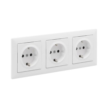 Legrand - Presa domestica tripla SCHUKO con cornice SUNO 250V bianca