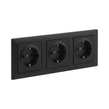 Legrand - Presa domestica tripla SCHUKO con cornice SUNO 250V nera