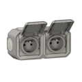 Legrand - Presa doppia da esterno 250V/16A PLEXO IP55 grigia