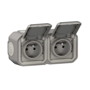 Legrand - Presa doppia da esterno 250V/16A PLEXO IP55 grigia