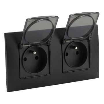 Legrand - Presa doppia da esterno NILOE 250V IP44 nera