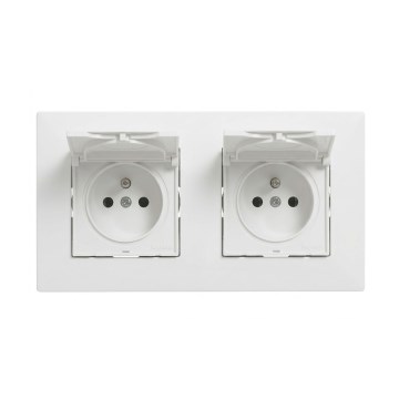 Legrand - Presa doppia da esterno per uso domestico con placca NILOE STEP 250V IP44 bianca