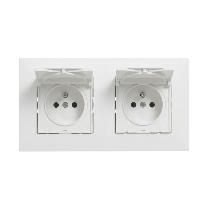 Legrand - Presa doppia da esterno per uso domestico con placca NILOE STEP 250V IP44 bianca