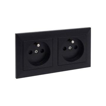Legrand - Presa doppia da parete con cornice SUNO 250V nera