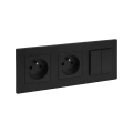 Legrand - Presa doppia da parete e doppio interruttore in serie n. 5 con cornice NILOE STEP 250V nero