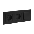 Legrand - Presa doppia da parete e interruttore unipolare n. 1 con cornice NILOE STEP 250 V nero