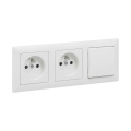 Legrand - Presa doppia da parete e interruttore unipolare n. 1 con cornice SUNO 250V bianco