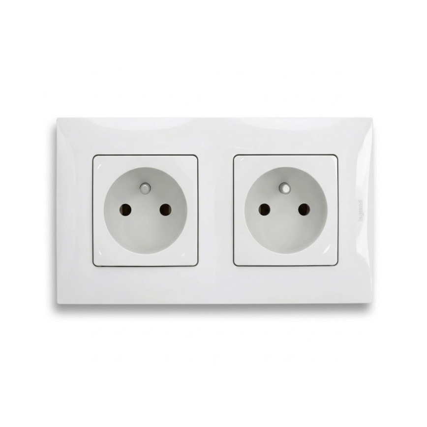 Legrand - Presa doppia domestica con cornice NILOE 250 V bianca
