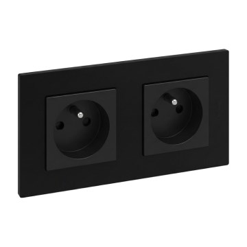 Legrand - Presa doppia domestica con cornice NILOE STEP 250V nera