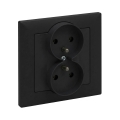 Legrand - Presa doppia domestica con placca SUNO 250V nera