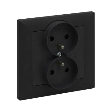 Legrand - Presa doppia domestica con placca SUNO 250V nera